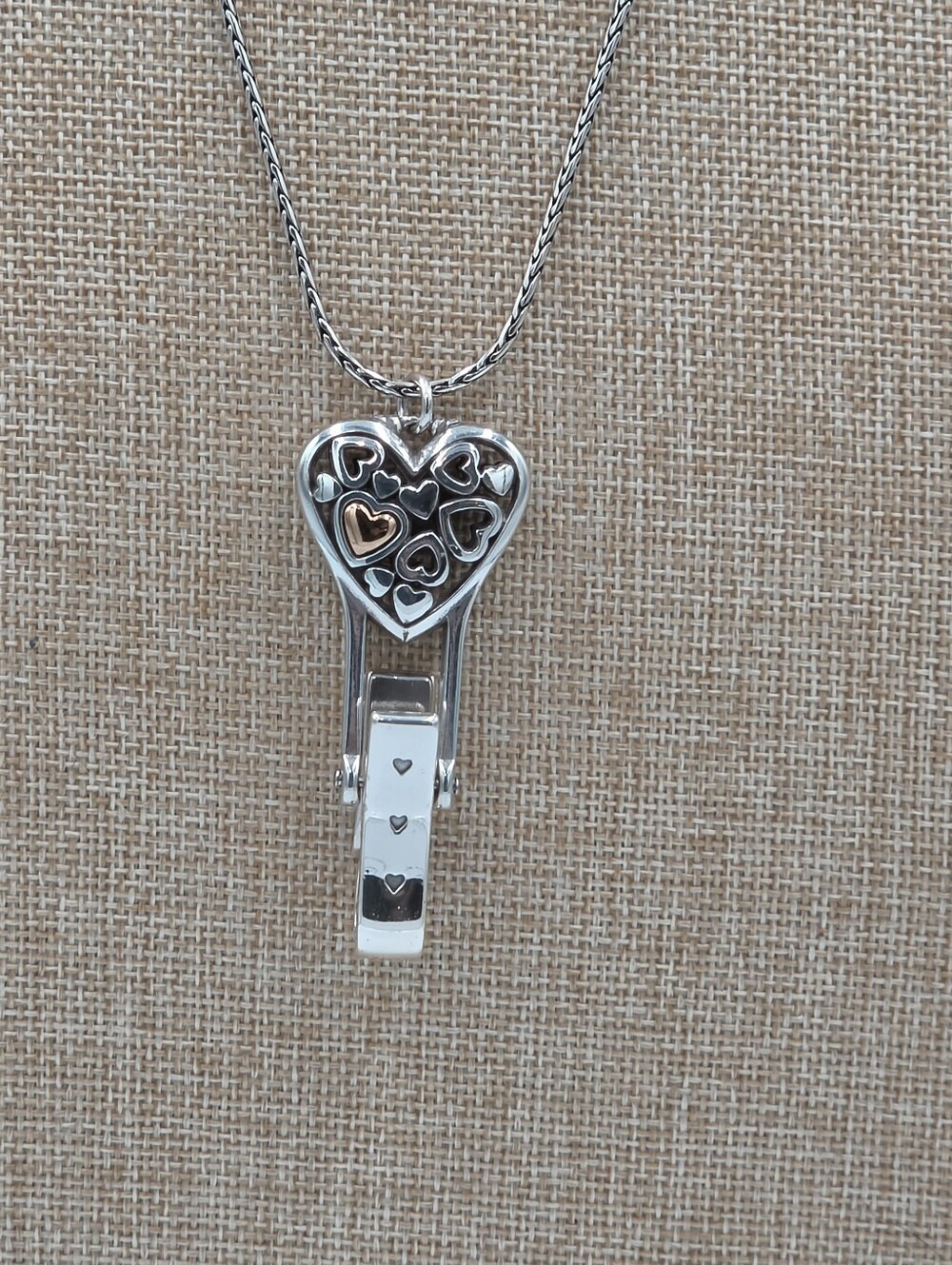 Brighton Heart Cutout Badge Key Holder Necklace Gold Silver New